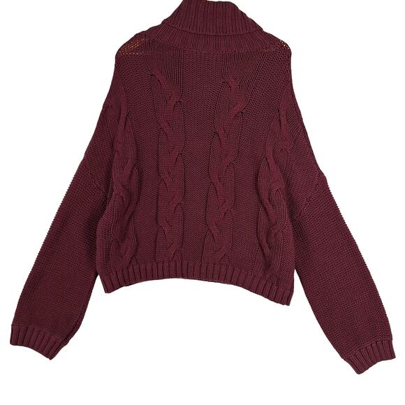 Womens Sweater Large Cable Knit Chunky‎ Fisherman Oversized Boho Turtleneck Cozy - Picture 5 of 5